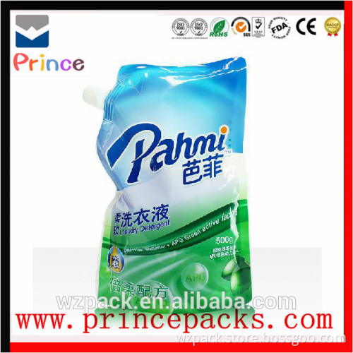 Customized Design Stand up Washing Liquid Laundry Detergent Packaging Pouch with Spout